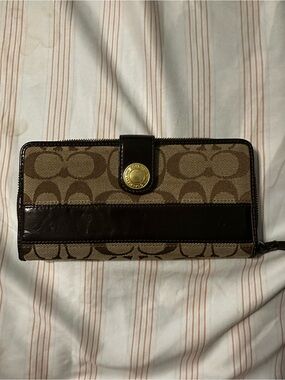 Coach Vintage Canvas and Leather Zip Wallet - Brown